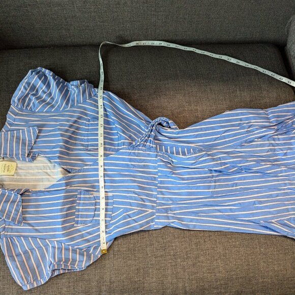 Blue Shabby Apple Striped Wrap Dress - Picture 4 of 7